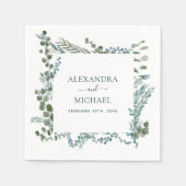 Eucalyptus Greenery Waterverf Botanical Wedding Servet (Voorkant)