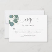 Eucalyptus Greenery Waterverf Elegant Script RSVP Kaartje (Voorkant)