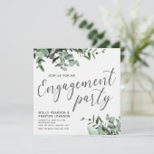 Eucalyptus Greenery Waterverf Engagement Party Kaart (Staand voorkant)
