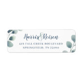 Eucalyptus Greenery Waterverf Foliage Dusty Blue Etiket (Voorkant)