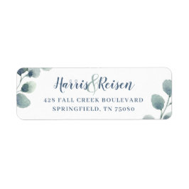 Eucalyptus Greenery Waterverf Foliage Dusty Blue Etiket