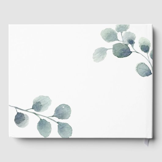 Eucalyptus Greenery Waterverf Foliage Dusty Blue Gastenboek (Achterkant)