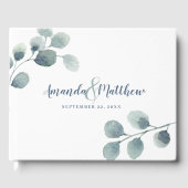 Eucalyptus Greenery Waterverf Foliage Dusty Blue Gastenboek (Voorkant)