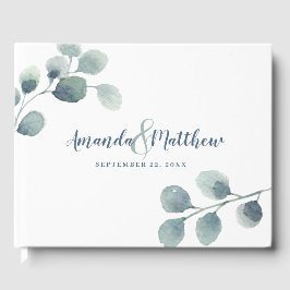 Eucalyptus Greenery Waterverf Foliage Dusty Blue Gastenboek