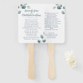 Eucalyptus Greenery Waterverf Foliage Dusty Blue Handwaaier (Voorkant en achterkant)