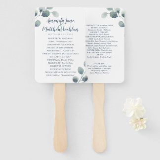 Eucalyptus Greenery Waterverf Foliage Dusty Blue Handwaaier
