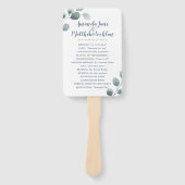 Eucalyptus Greenery Waterverf Foliage Dusty Blue Handwaaier (Voorkant)