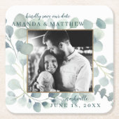 Eucalyptus Greenery Waterverf Foliage Dusty Blue Kartonnen Onderzetters (Voorkant)