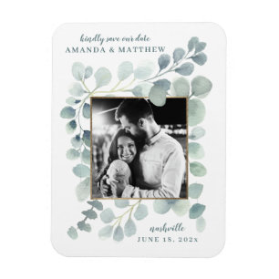 Eucalyptus Greenery Waterverf Foliage Dusty Blue Magneet