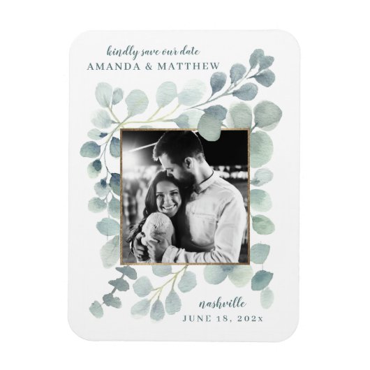 Eucalyptus Greenery Waterverf Foliage Dusty Blue Magneet (Verticaal)