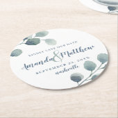 Eucalyptus Greenery Waterverf Foliage Dusty Blue Ronde Kartonnen Onderzetter (Gebogen)