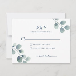Eucalyptus Greenery Waterverf Foliage Dusty Blue RSVP Kaartje