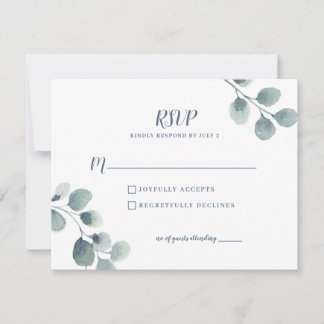 Eucalyptus Greenery Waterverf Foliage Dusty Blue RSVP Kaartje