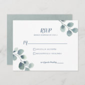 Eucalyptus Greenery Waterverf Foliage Dusty Blue RSVP Kaartje (Voorkant / Achterkant)