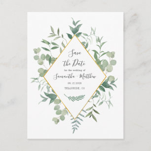 Eucalyptus Greenery Waterverf Foliage Save Date Aankondigingskaart