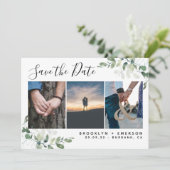 Eucalyptus Greenery Waterverf Foto bruiloft Save The Date (Staand voorkant)