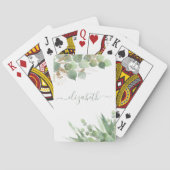 Eucalyptus Greenery Waterverf Gepersonaliseerd Pokerkaarten (Achterkant)