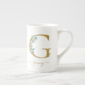 Eucalyptus Greenery Waterverf Gold Monogram G Porselein Kop (Rechts)