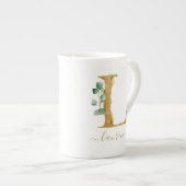 Eucalyptus Greenery Waterverf Gold Monogram L Porselein Kop (Voorkant rechts)