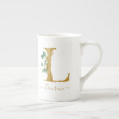 Eucalyptus Greenery Waterverf Gold Monogram L Porselein Kop (Rechts)