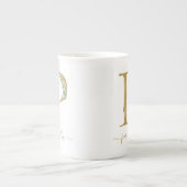 Eucalyptus Greenery Waterverf Gold Monogram P Porselein Kop (Voorkant)