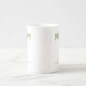 Eucalyptus Greenery Waterverf Gold Monogram T Porselein Kop (Voorkant)