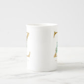 Eucalyptus Greenery Waterverf Gold Monogram Z Porselein Kop (Voorkant)