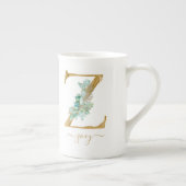 Eucalyptus Greenery Waterverf Gold Monogram Z Porselein Kop (Rechts)