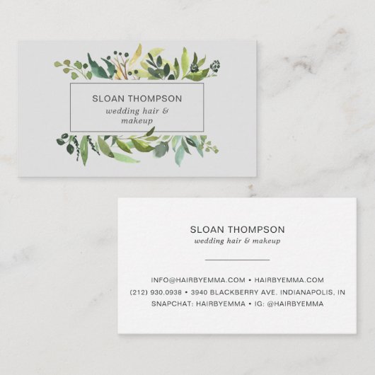 Eucalyptus Greenery Waterverf Grey Visitekaartje (Voorkant / Achterkant)