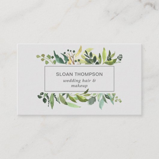 Eucalyptus Greenery Waterverf Grey Visitekaartje (Voorkant)