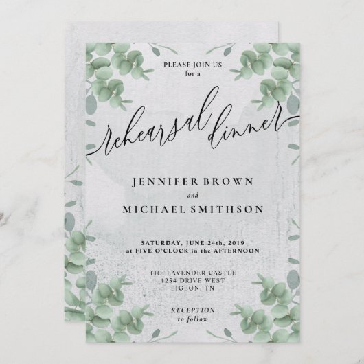 Eucalyptus Greenery Waterverf Kaart (Voorkant / Achterkant)