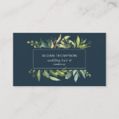 Eucalyptus Greenery Waterverf Navy Visitekaartje (Voorkant)