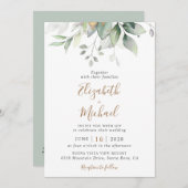 Eucalyptus Greenery Waterverf QR Code Weddenschap Kaart (Voorkant / Achterkant)