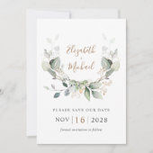 Eucalyptus Greenery Waterverf QR Code Weddenschap Save The Date (Voorkant)