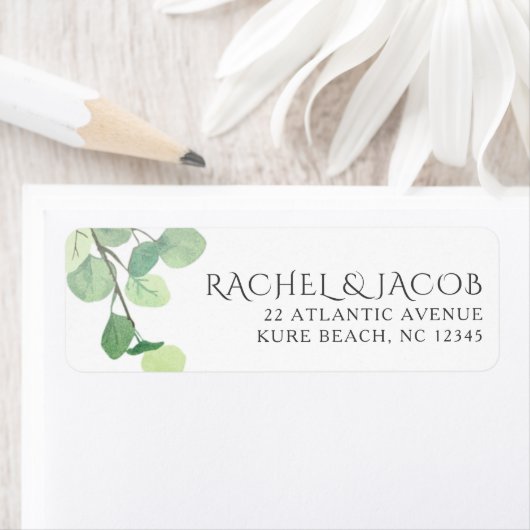 Eucalyptus Greenery Waterverf Return Address Etiket (Insitu)