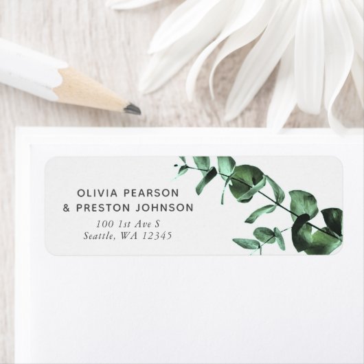 Eucalyptus Greenery Waterverf Return Address Etiket (Insitu)