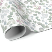 Eucalyptus Greenery Waterverf sage green Cadeaupapier (Rol Hoek)