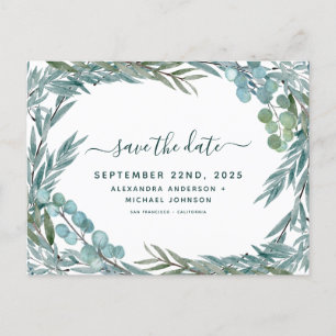 Eucalyptus Greenery Waterverf Save the Date Aankondigingskaart