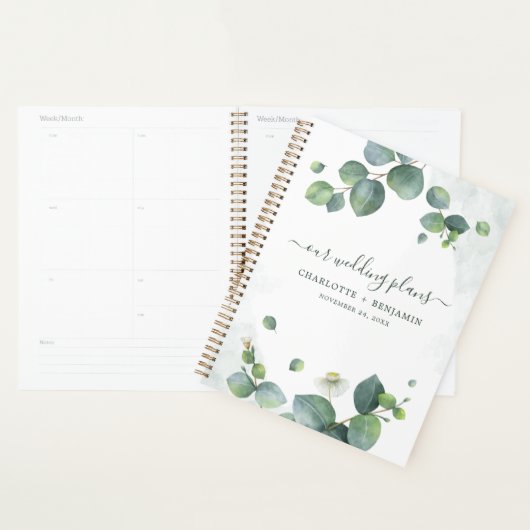 Eucalyptus Greenery Waterverf Script Weddenschap Planner (Display)
