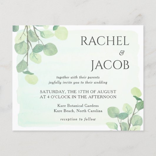 Eucalyptus Greenery Waterverf Weddenschap (Voorkant)
