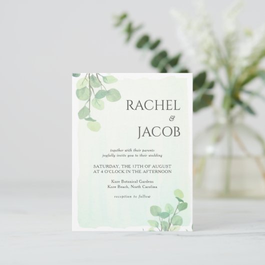Eucalyptus Greenery Waterverf Weddenschap Briefkaart (Staand voorkant)