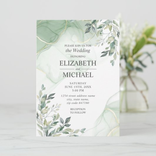 Eucalyptus Greenery Waterverf Weddenschap Kaart (Staand voorkant)