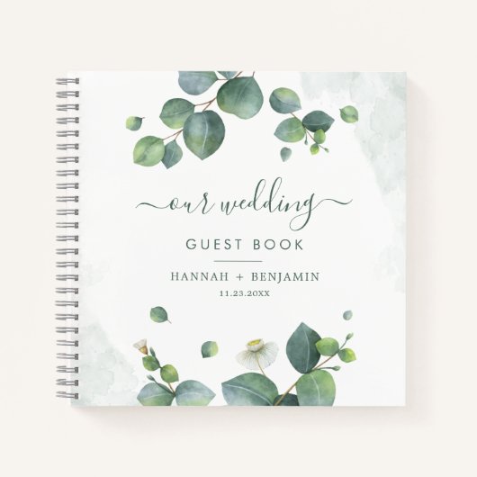 Eucalyptus Greenery Waterverf Wedding Guestbook Notitieboek (Voorkant)