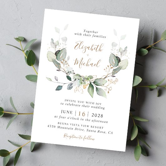 Eucalyptus Greenery Waterverf Wedding Kaart