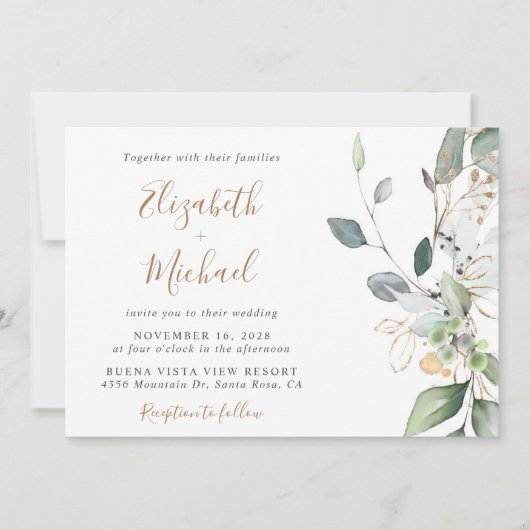 Eucalyptus Greenery Waterverf Wedding Kaart (Voorkant)