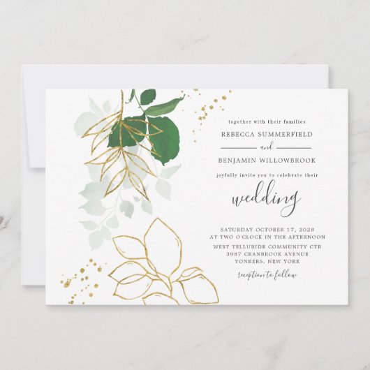 Eucalyptus Greenery Waterverf Wedding Kaart (Voorkant)