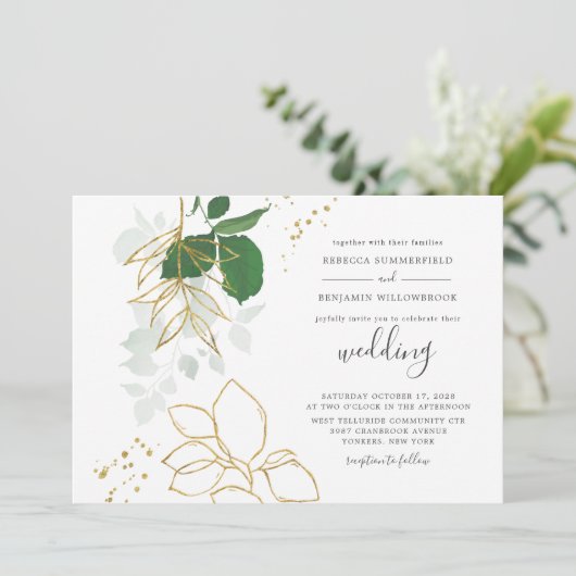 Eucalyptus Greenery Waterverf Wedding Kaart (Staand voorkant)