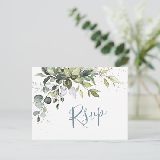 Eucalyptus Greenery Waterverf Wedding RSVP Briefkaart (Staand voorkant)