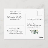 Eucalyptus Greenery Waterverf Wedding RSVP Briefkaart (Achterkant)