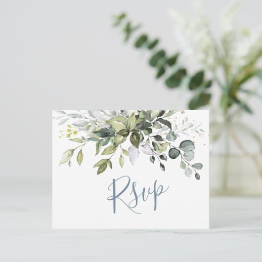 Eucalyptus Greenery Waterverf Wedding RSVP Briefkaart (Staand voorkant)